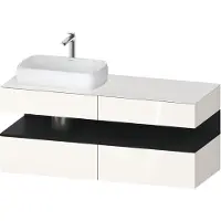 Duravit Collection One Meuble sous-vasque sur console, 2 tiroirs, 2 coulissants, découpe à gauche, 1400x550x600mm, crédence en chêne noir, QA4765016220010, QA4765016220010