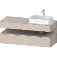 Duravit Collection One Meuble sous-vasque sur console, 2 tiroirs, découpe à droite, 1400x550x600mm, niche Taupe Supermatt, QA4766083910010, QA4766083910010