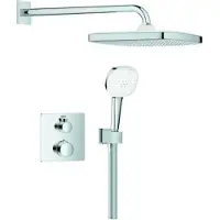 GROHE Grohtherm Cube système de douche, Tempesta 250 Cube Rainshower et Tempesta Cube 110 douchette à main, sans corps d'encastrement encastré, 1039950000, 1039950000