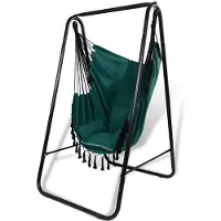 CCLIFE Sedia sospesa con telaio 3 cuscini Altalena sospesa fino a 100 kg Sedia sospesa da giardino per interni ed esterni, altalena verde