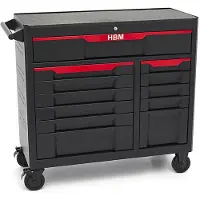 HBM carrello porta attrezzi 12 cassetti, 106 cm, nero