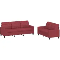 Syfax Set di Divani 2 pz con Cuscini Rosso Vino in Pelle finta