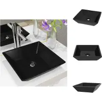 vidaXL Lavabo in Vetroceramica quadrato nero 41,5 x 41,5 x 12 cm - Lavabo da bagno