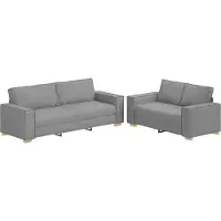 Syfax Set di Divani 2 pz con Cuscini Grigio Chiaro in Tessuto