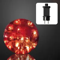 Hellum Sfera di vetro LED rossa decorativa con effetto incrinato, 24 LED, illuminazione da esterno IP44 per giardino e feste