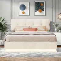 UnboxG letto imbottito con contenitore e rete a doghe, letto a molle 160x200cm letto matrimoniale con led, letto contenitore funzionale, letto matrimoniale in velluto