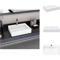 vidaXL Lavabo 60 x 38 x 11 cm Fusione minerale/marmo bianco - Lavabo da bagno