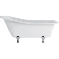 Casa Padrino Luxury Art Nouveau Bathtub White / Silver 169 x 73 x H. 77 cm - Vasca da bagno autoportante in acrilico retrò - Mobili da bagno retrò nostalgici
