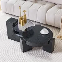 MODFU : Tavolo da conferenza, tavolino con supporti, aspetto in legno nero, design smontabile per un utilizzo flessibile dello spazio, ideale per piccoli appartamenti. Colore: nero