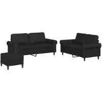 Syfax Set di Divani 3 pz con Cuscini Nero in Pelle finta