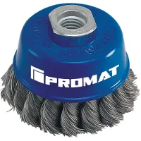 Promat Spazzola a tazza D.100mm spessore del filo 0,5mm VA 8500min-¹ PROMAT