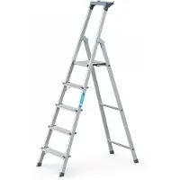 Zarges Scala a pioli in alluminio a 5 gradini, 1 lato, piattaforma H 1030 mm, 4,2 kg, montanti anodizzati - 44155