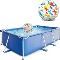 Intex Piscina con telaio rettangolare - Piscina da allestimento - 260 x 160 x 65 cm con pallone da spiaggia
