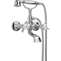 Casa Padrino Rubinetto da bagno in stile Art Nouveau "Luxus", finitura cromata. Miscelatore per vasca da bagno dal design retrò, con doccetta flessibile