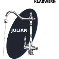 KLARWERK Julian | Miscelatore retrò a 3 vie in acciaio inossidabile cromato lucido | Rubinetto con filtro per cucina argento | Miscelatore per osmosi con bocca a U e 3 attacchi