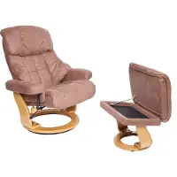 MCA Poltrona relax Edmonton, poltrona TV con poggiapiedi, portata 180 kg, tessuto/tessuto ~ marrone, struttura marrone naturale