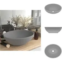 vidaXL Lussuoso lavabo ovale opaco grigio chiaro 40x33 cm in Vetroceramica - Lavabo da bagno