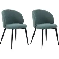 Rebecca Mobili Sedie Festuca 81x54x56 Polylinen Tessuto Metallo Aqua Verde Nero Moderno SET 2 pezzi Parzialmente assemblato