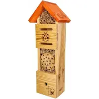 MKW Hotel per insetti - Resistente alle intemperie - Hotel per bombi 4IN1 - Casa per insetti in legno massiccio e legno dolce - per api selvatiche