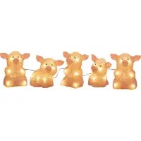 Konstsmide Season Pig con luce a LED, set di 5 come catena, rosa