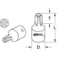 Ks Tools 911.1476-E Presa per bit da 1/4", a cinque stelle con foro frontale, TS30, su supporto