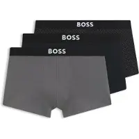 BOSS per uomo. 50549832 Set di 3 boxer con logo, grigi e neri (XXL), Nero, Homewear, Grigio, Cotone