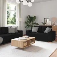 Prolenta Maison Exclusive - Set divano a 2 posti con cuscini, tessuto nero