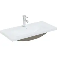 Syfax Lavabo da Incasso con Rubinetto 81x39x18 cm in Vetroceramica Bianco