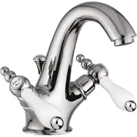 Casa Padrino Miscelatore da lavabo Art Nouveau retrò argento/bianco h. 16,5 cm - Rubinetto da lavabo Italy