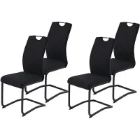 Hela Tavoli , set da 4 tavoli a sbalzo Riga, rivestimento in velluto a coste nero, struttura in tubolare quadrato nero, schienale con maniglia, schienale ergonomico, portata massima 120 kg