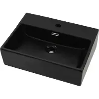 Syfax Lavandino con Foro Rubinetto in Vetroceramica Nero 51,5x38,5x15 cm