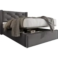 Sweiko Letto a molle Letto imbottito 90x200cm con testata e rete a doghe, letto con funzione di contenitore, cotone, grigio (senza materasso)