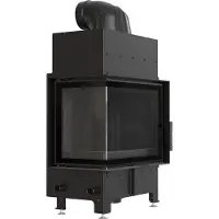 Kratki Inserto camino in acciaio FLOKI S left 8 kW Ø 160 pannellatura nera con porta a molla
