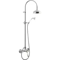Casa Padrino Set doccia da bagno retrò Art Nouveau Miscelatore doccia con colonna doccia argento/bianco - Set doccia miscelatore