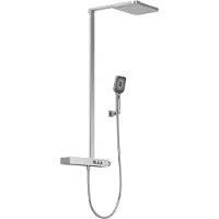 Steinberg Série 390 Système de douche, thermostat, 3 consommateurs, Pushtronic, pomme de douche pluie 2 jets, douchette à main, 3902790, 3902790