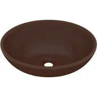 Syfax Lavandino Lusso Ovale Marrone Scuro Opaco 40x33 cm in Vetroceramica