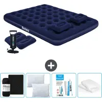 Bestway Materasso ad aria - 2 persone - 152 x 203 x 22 cm - Blu - Pompa a mano inclusa - Cuscini - Accessori