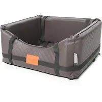 Mayaadi Home Seggiolino auto per cani in Pelle finta Pako Pik Brown M (50 x 45 cm) Seggiolino per cani Letto per cani Cesto per auto Trapuntato