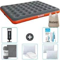 Bestway Materasso gonfiabile - 2 persone - 152 x 203 x 22 cm - grigio/arancio - accessori inclusi