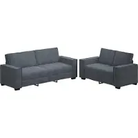 Syfax Set di Divani 2 pz con Cuscini Grigio Scuro in Velluto