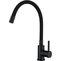VBChome Rubinetto da cucina con doccetta flessibile in silicone nero – Rubinetto flessibile con miscelatore monocomando per lavello – Rubinetteria Dettaglio nero opaco