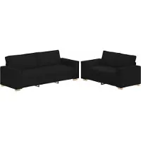 Syfax Set di Divani 2 pz con Cuscini Nero in Tessuto