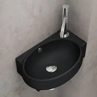 Doporro Lavabo da Appoggio 42x28x15cm, Lavandino Bagno in Vetroceramica Nano Rivestimenti Inclusi Brš¹ssel001L, Nero opaco