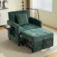 MODFU Poltrona reclinabile. Divano letto a una piazza. Schienale regolabile in 5 posizioni. Funzione letto. Superficie di riposo extra lunga. Ideale per il soggiorno. Tessuto: chenille. Colore: verde