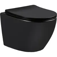 BÄDER BOUTIQUE BB set WC sospeso senza bordo con sporgenza corta e sedile WC SoftClose TakeOff, nero opaco