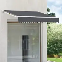 In And OutdoorMatch Tenda da sole Sincere - a comando manuale - con braccio retrattile - 300 x 250 cm - grigio scuro - protezione UV - resistente alle intemperie