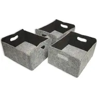 OEM Cesti portaoggetti in feltro lavabile grigio e grigio scuro - set di 3 - 30x24x15cm - scatola portaoggetti pieghevole cesto portagiochi cesto in feltro