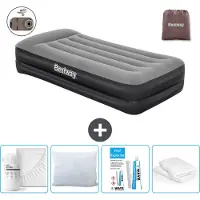Bestway Materasso gonfiabile - 1 persona - 97 x 191 x 46 cm - Grigio - Accessori inclusi