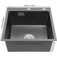 OEM Lavello da cucina in acciaio inox, portata 50 kg, design a due fori, 50*45*20 cm, nero