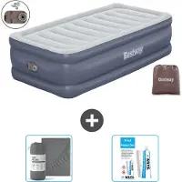 Bestway Materasso gonfiabile - 1 persona - 97 x 191 x 51 cm - Grigio - Accessori inclusi